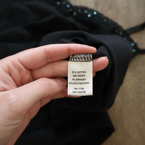 Merona Black Sequin Lace Crop Cami 2X Y2K 90s Whimsigoth - Picture 3 of 7